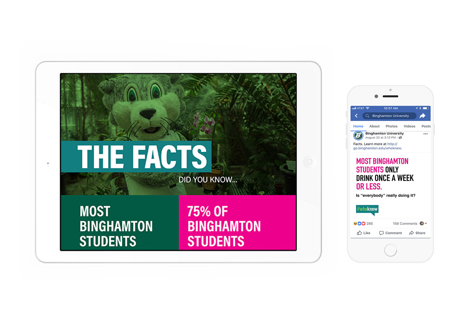 SUNY Binghamton social media campaign on iPad and iPhone