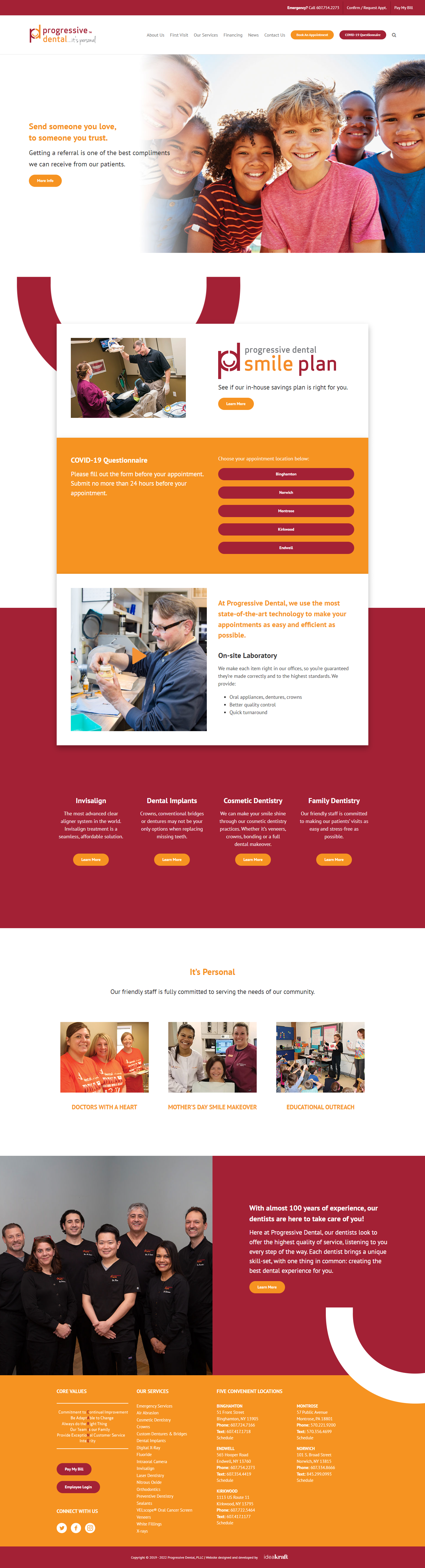 Full screenshot of Progressive Dental website