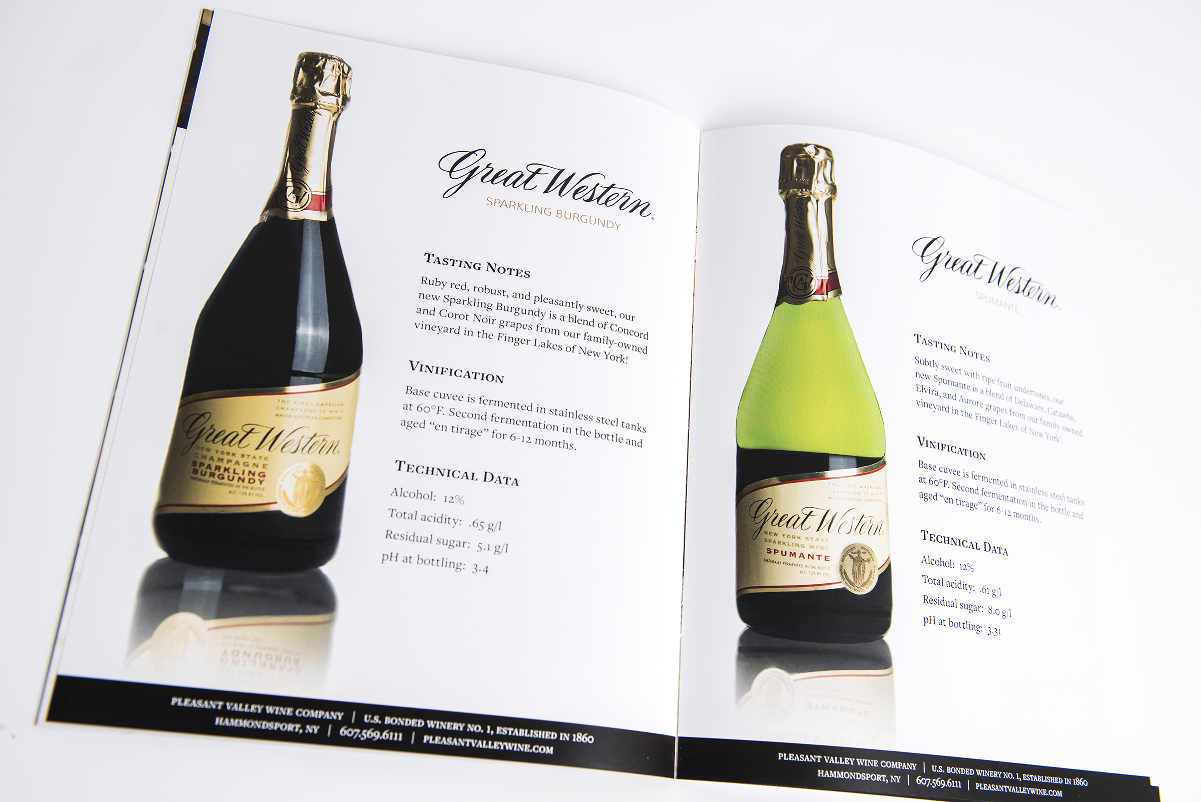 Printed booklet for Pleasant Valley Wine Company featuring wine tasting notes and other details