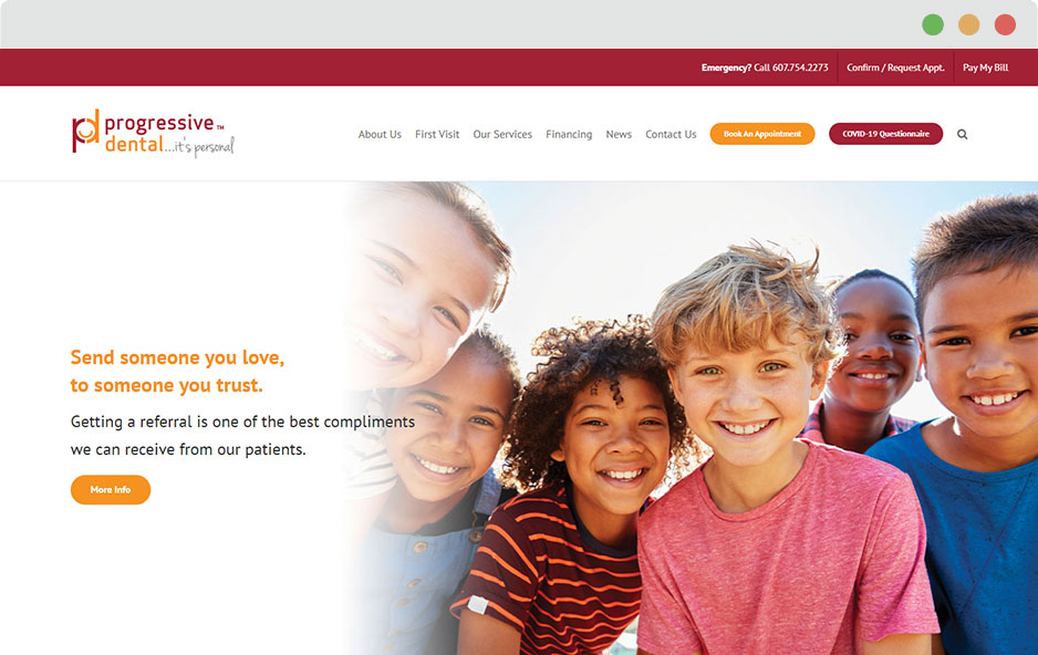 Example screenshot from Progressive Dental website
