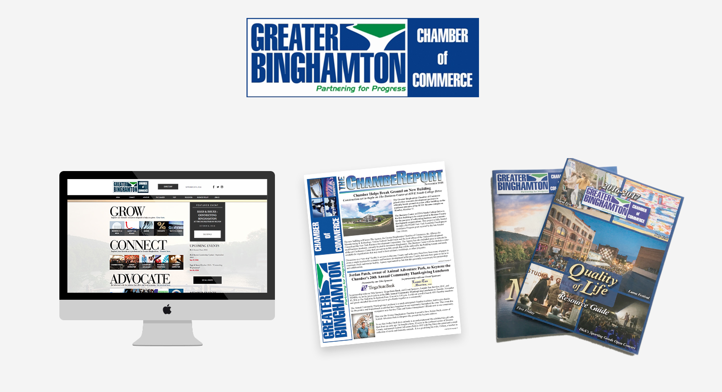 Greater Binghamton Chamber of Commerce website and stationary before rebranding
