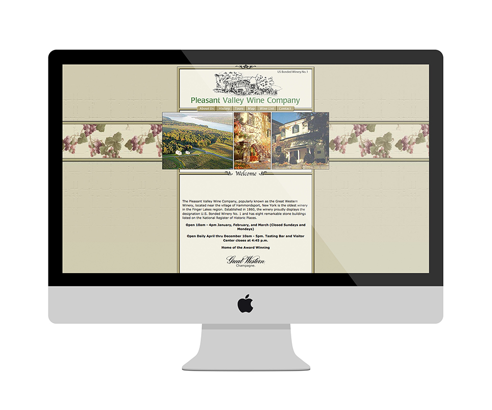 Previous homepage for Pleasant Valley Wine Company